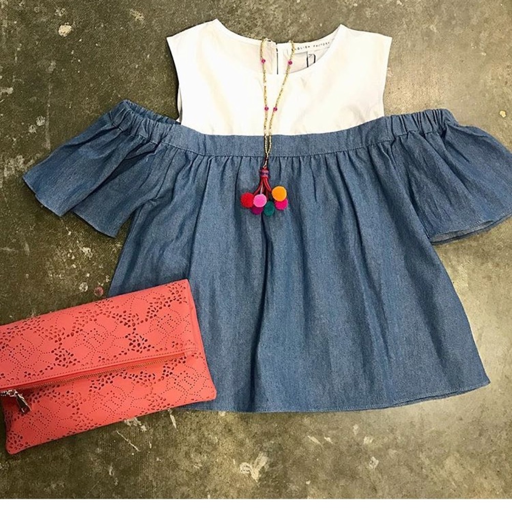 Women’s size M denim and white top